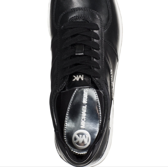 Women's Allie  Wrap Trainer Logo Sneakers, Black Leather - Picture 3 of 3